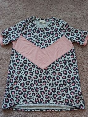 Avery Pink and Black Leopard Print Short Sleeve Top